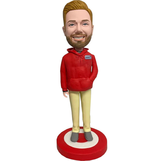 Custom Bobblehead The Man Wearing a Red Hoodie Doll